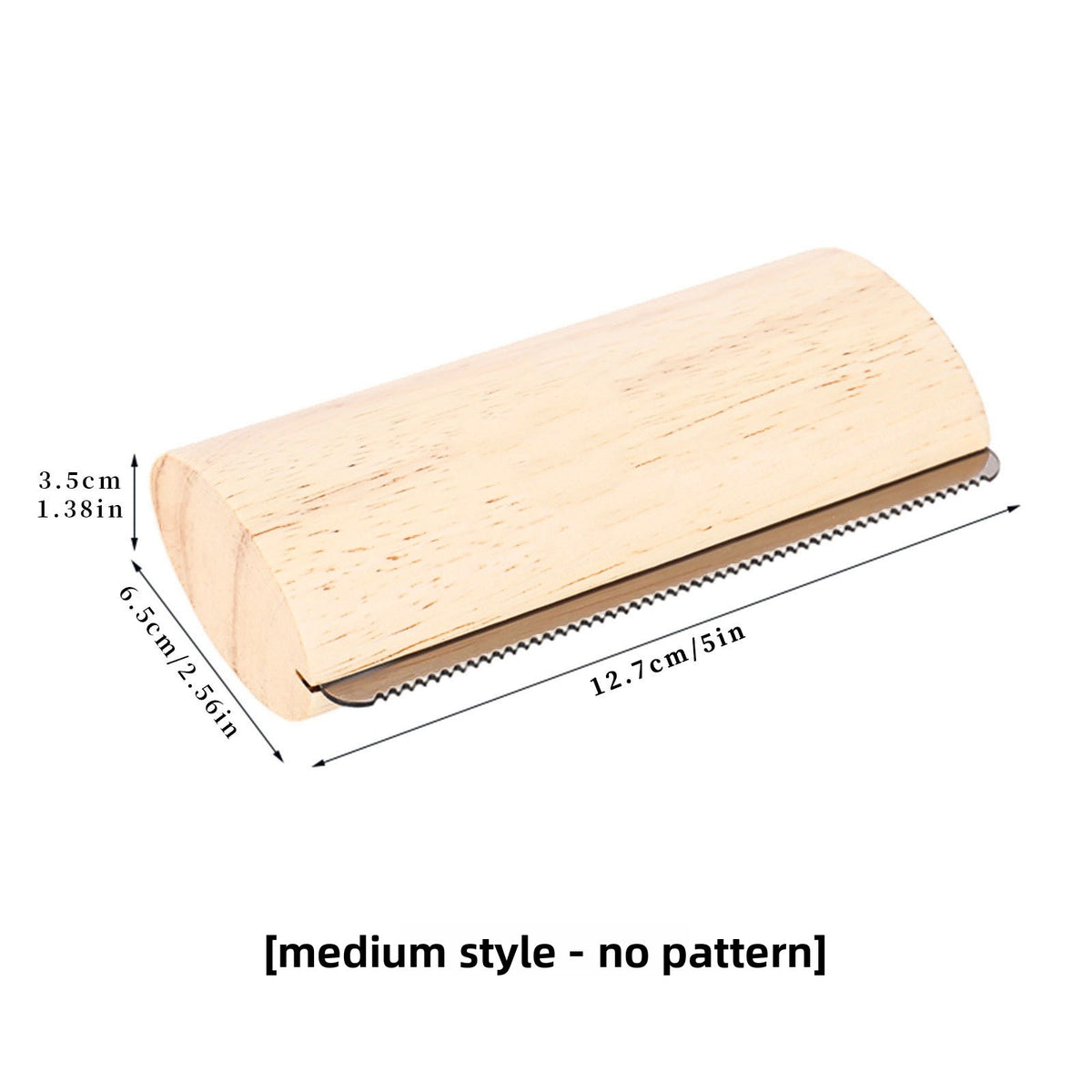 Wooden brush with measurements on a white background