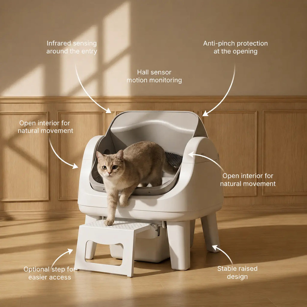 Petpivot Autoscooper 12 Lite Open-Top Automatic Self-Cleaning Cat Litter Box, Easy-Entry Front Step, Triple Safety Protection, No App Required,Sohochic