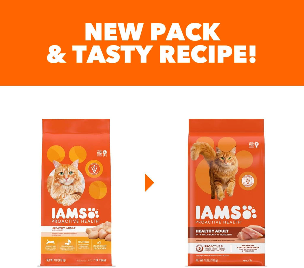 IAMS Proactive Health Chicken Dry Cat Food - 7 lb Bag for Happy, Healthy Adult Cats