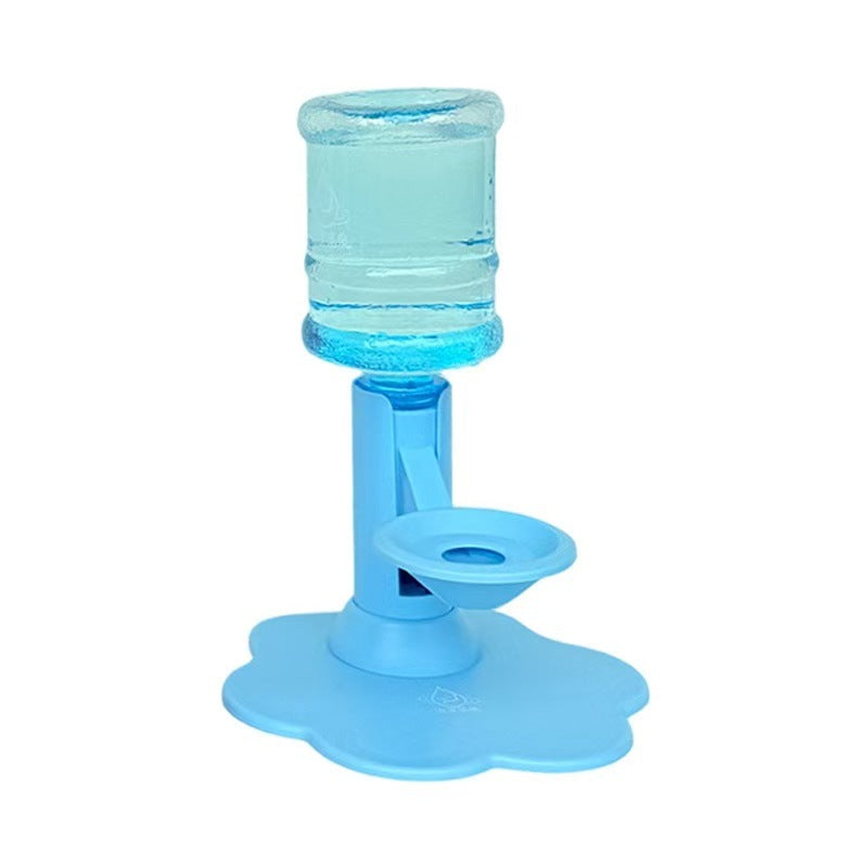 A light blue portable water filter straw set with a clear plastic water bottle, blue straw holder, and a matching cloud-shaped suction base, shown on a plain white background.