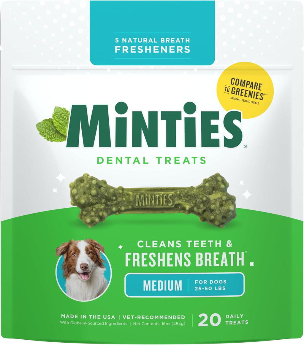 Delicious Mint Dental Chews for Large Dogs - 20 Count for Fresh Breath and Healthy Teeth