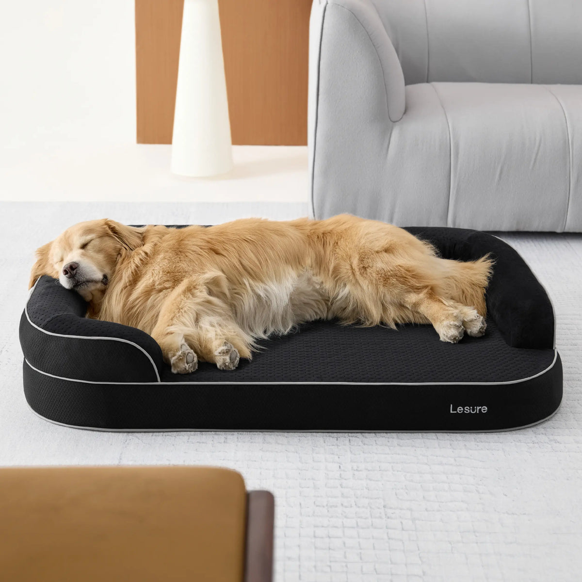 【Vet‑Recommended】Lesure Realortho｜Orthopedic Dog Bed for Large & Senior Dogs, 3-Layer Support Joint Protection Premium Memory Foam Orthopedic Bed for Senior Joint Support with Waterproof Washable Cover, Comfort Dog Couch Sofa for Deep Sleep
