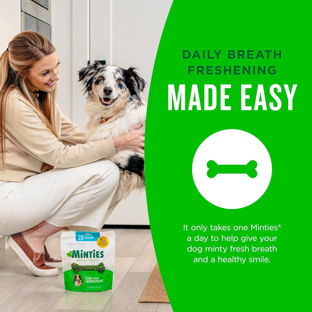 Delicious Mint Dental Chews for Large Dogs - 20 Count for Fresh Breath and Healthy Teeth