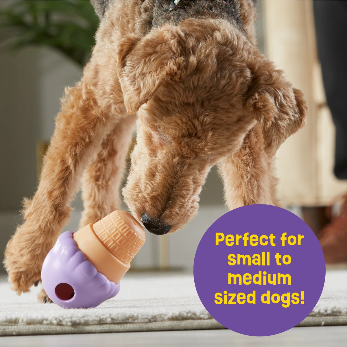 Brightkins Ice Cream Treat Dispenser: Engaging Dog Toy for Small & Medium Pups to Chew and Play