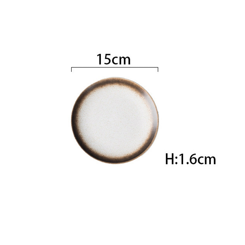 A round ceramic plate shown from above on a white background with dimension labels indicating a diameter of 15cm and a height of 1.6cm.