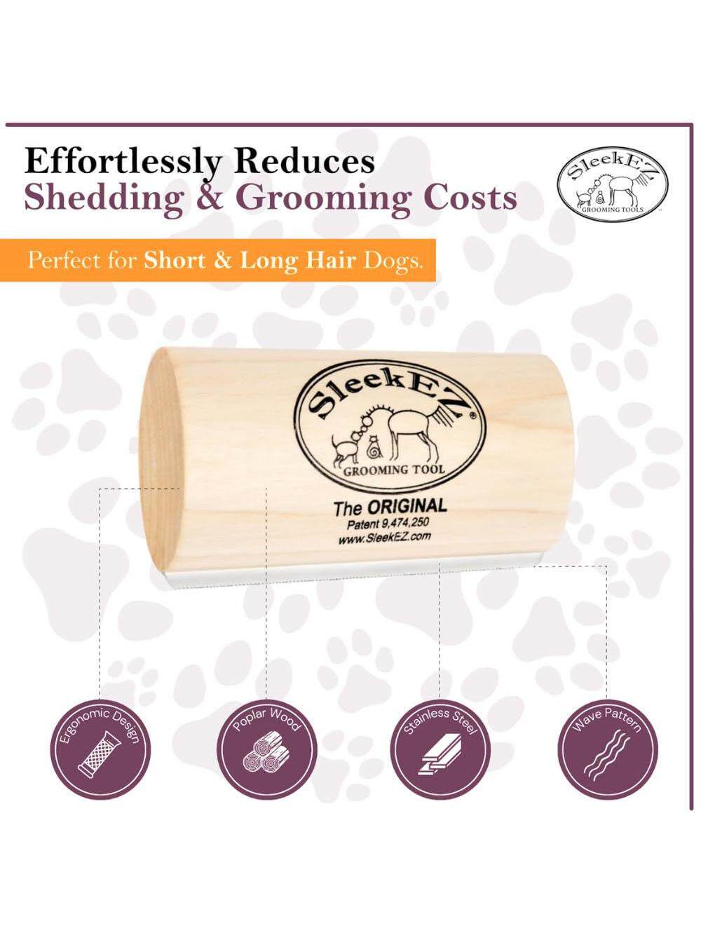Solid Wood Pet Grooming Brush for Dogs, Cats & Horses