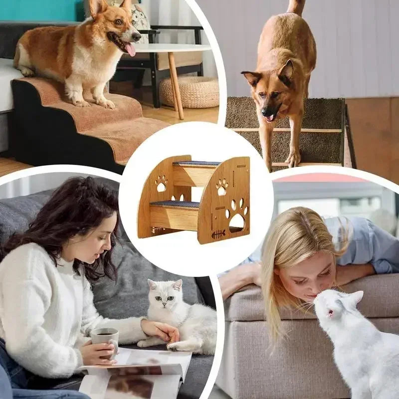 Elevate Your Pet's Comfort with Our Stylish Non-Slip Wooden Dog Stairs for High Beds and Couches