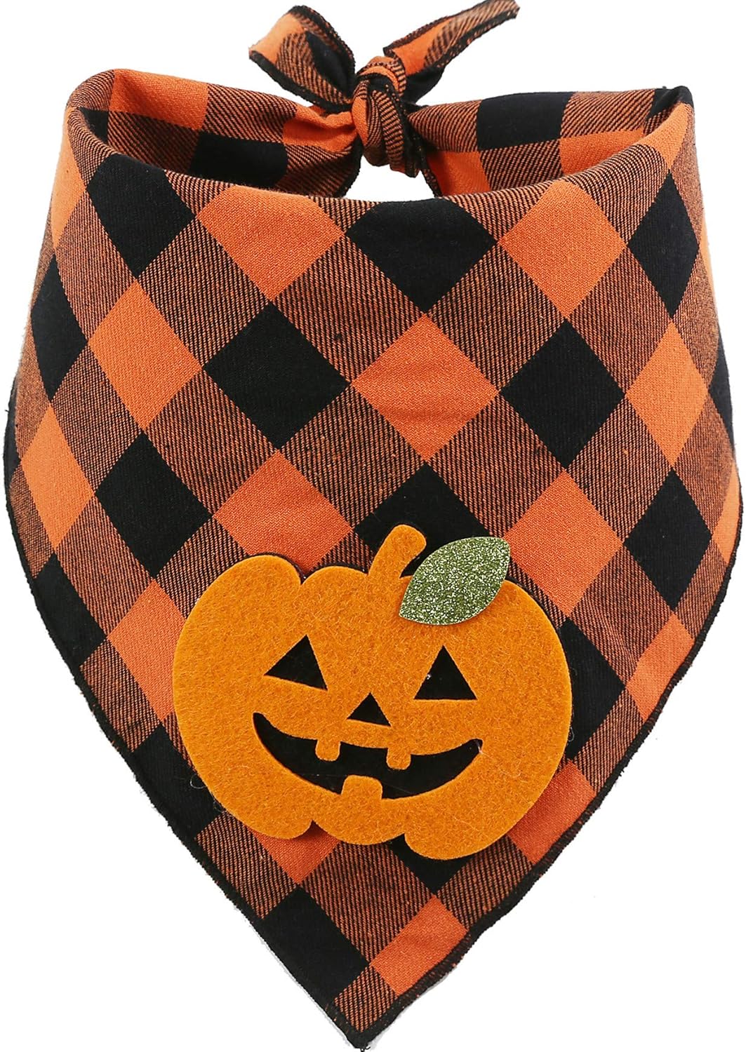 Plaid bandana with a pumpkin design on a white background