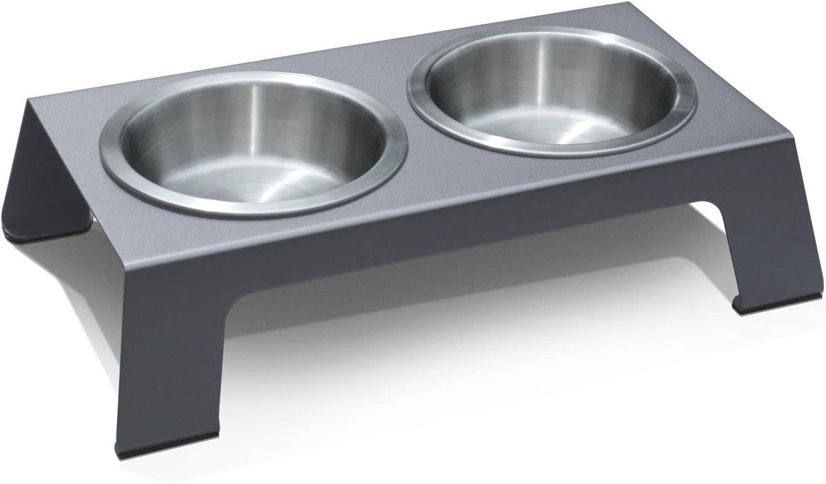 Elevate Your Pet's Dining Experience with Our Premium Anodized Aluminum Feeder - Stylish Metallic Gray Dog and Cat Bowls