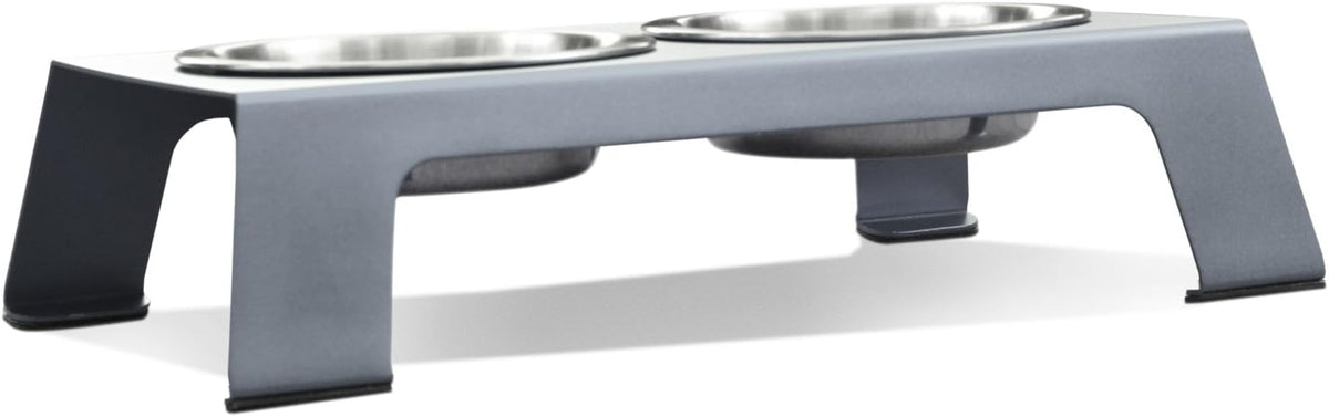 Elevate Your Pet's Dining Experience with Our Premium Anodized Aluminum Feeder - Stylish Metallic Gray Dog and Cat Bowls