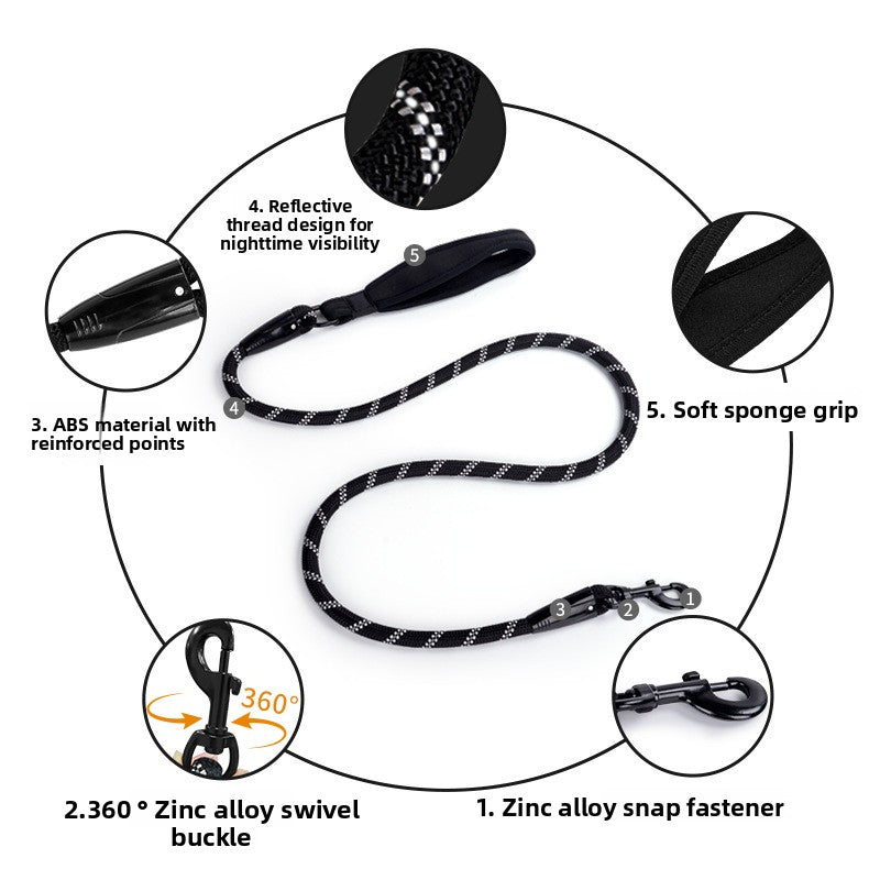 Reflective Nylon Dog Leash, 150 cm