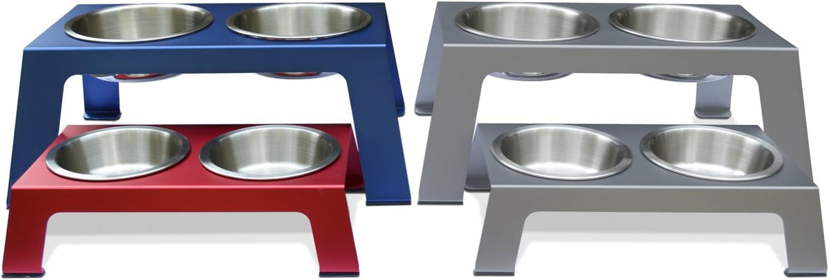 Elevate Your Pet's Dining Experience with Our Premium Anodized Aluminum Feeder - Stylish Metallic Gray Dog and Cat Bowls