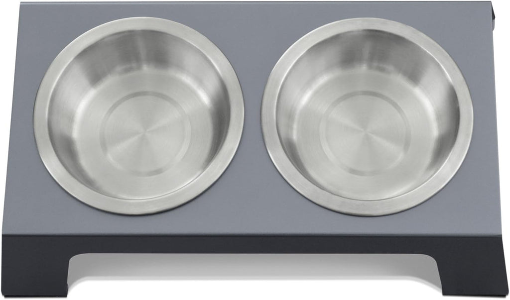 Elevate Your Pet's Dining Experience with Our Premium Anodized Aluminum Feeder - Stylish Metallic Gray Dog and Cat Bowls