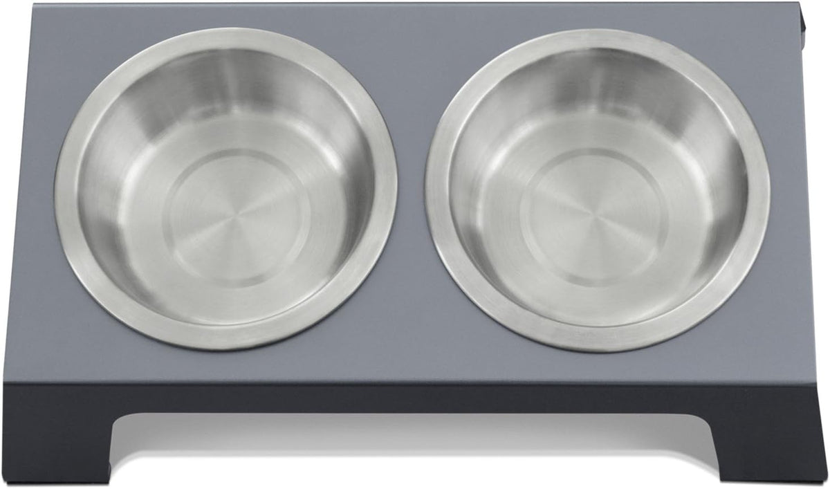 Elevate Your Pet's Dining Experience with Our Premium Anodized Aluminum Feeder - Stylish Metallic Gray Dog and Cat Bowls