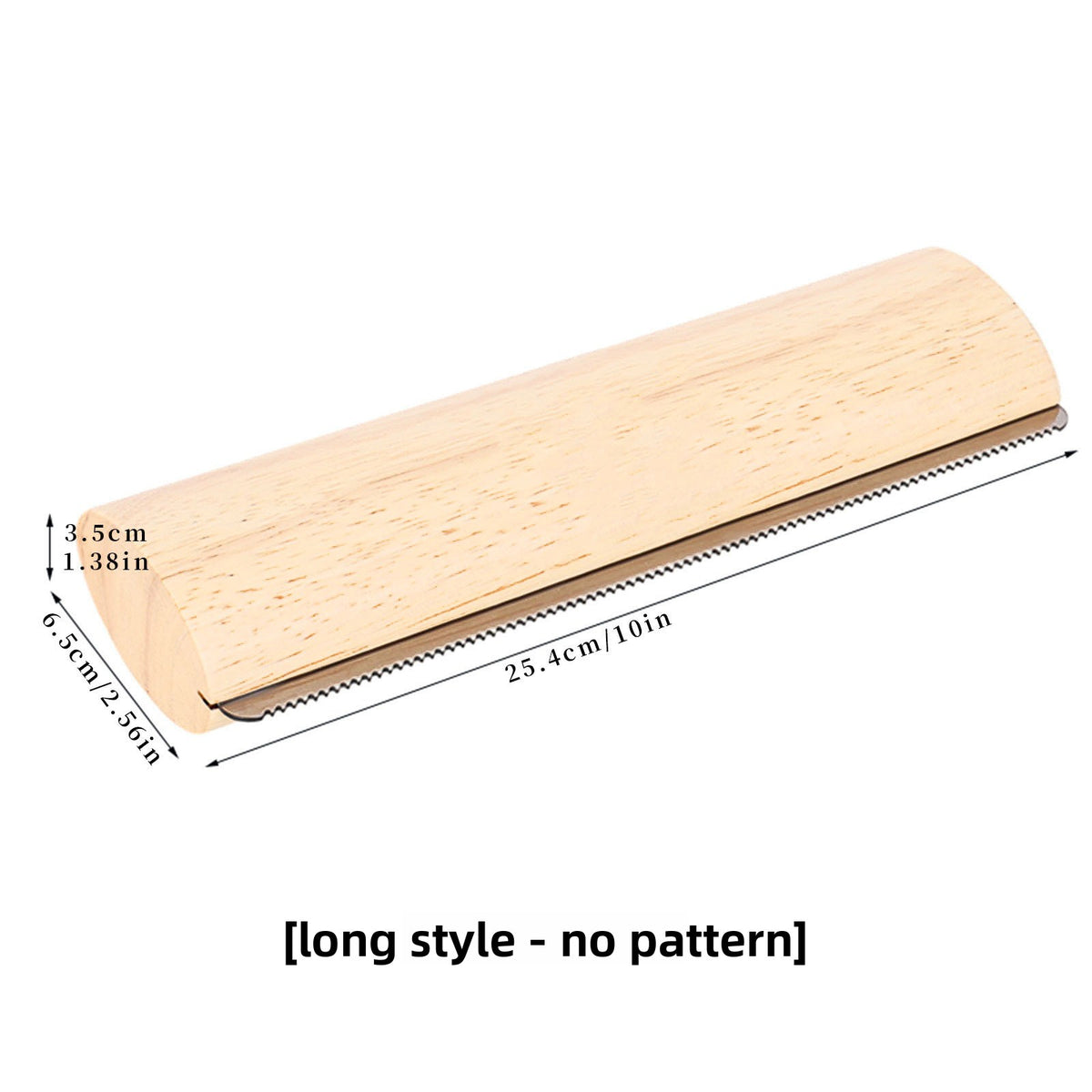 Wooden brush with measurements on a white background