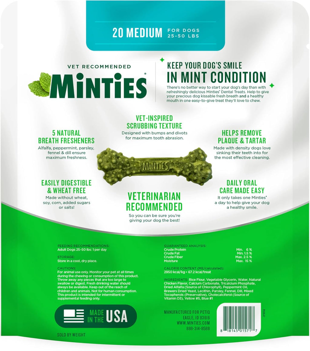 Delicious Mint Dental Chews for Large Dogs - 20 Count for Fresh Breath and Healthy Teeth