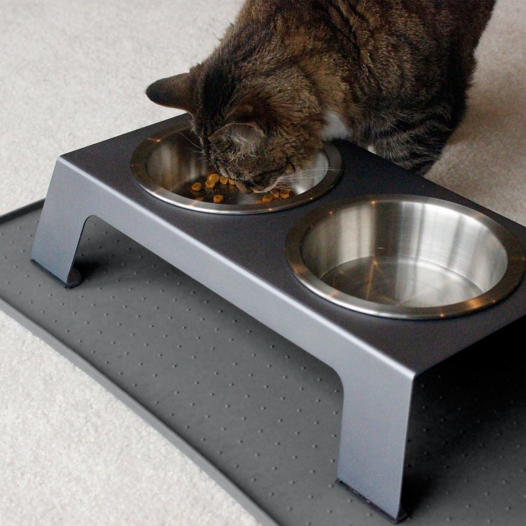 Elevate Your Pet's Dining Experience with Our Premium Anodized Aluminum Feeder - Stylish Metallic Gray Dog and Cat Bowls