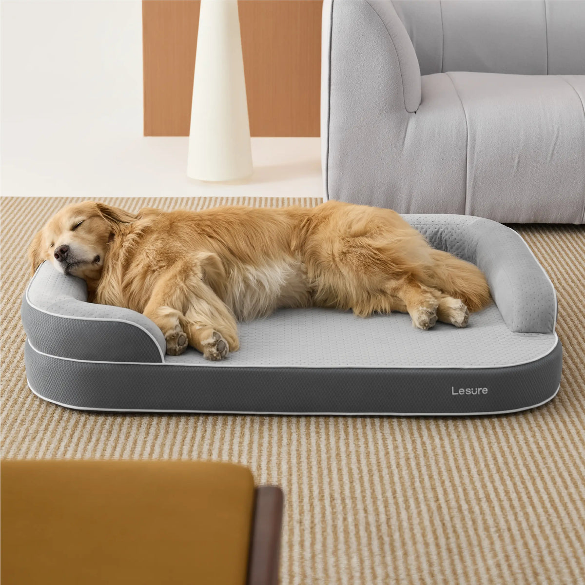 【Vet‑Recommended】Lesure Realortho｜Orthopedic Dog Bed for Large & Senior Dogs, 3-Layer Support Joint Protection Premium Memory Foam Orthopedic Bed for Senior Joint Support with Waterproof Washable Cover, Comfort Dog Couch Sofa for Deep Sleep