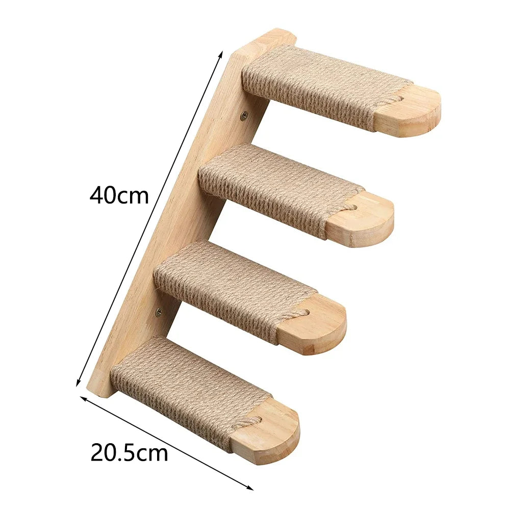 Elevate Your Cat's Playtime with Our Stylish Wall Climbing Shelf: A Multi-Functional Ladder, Scratching Post, and Cozy Bed!