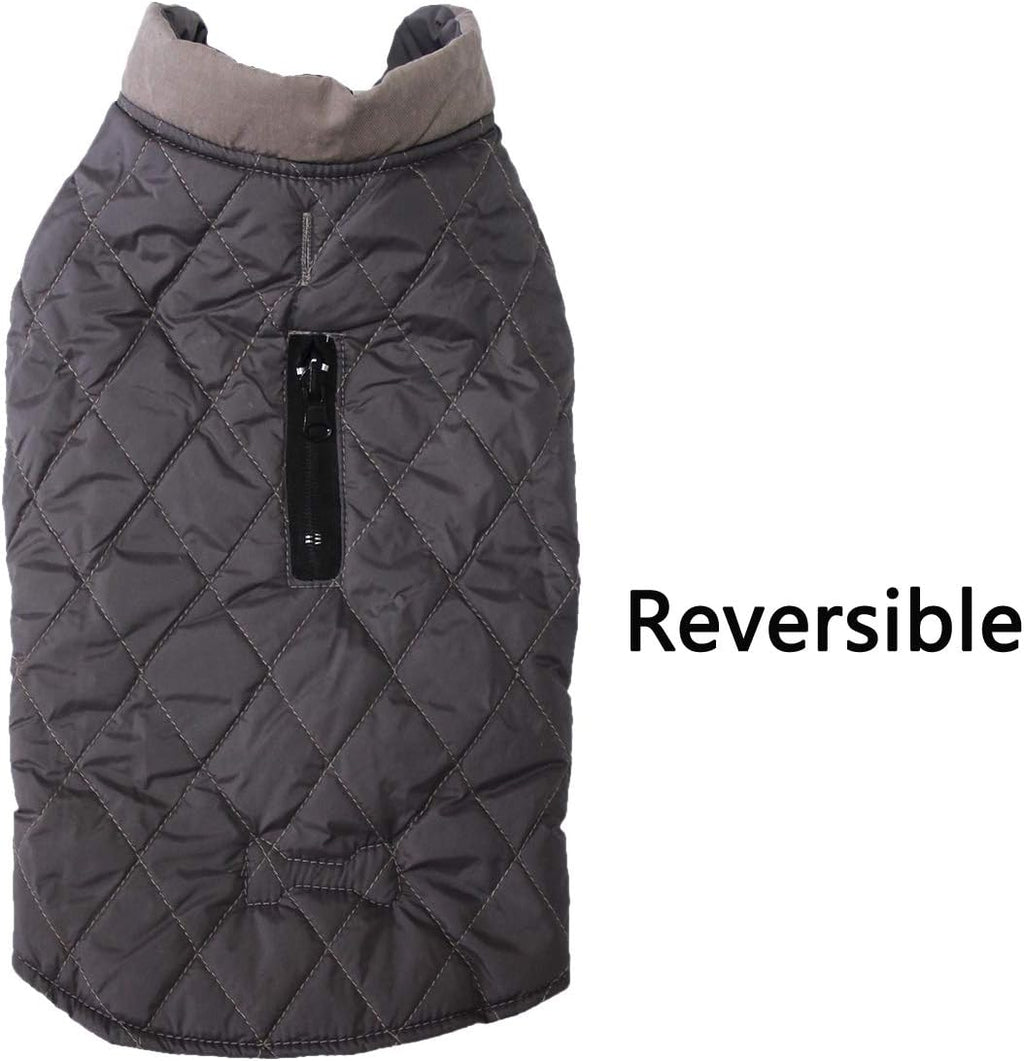 Cozy Reversible Dog Coat for Small Breeds with Dual Leash Openings - Perfect for Winter Adventures