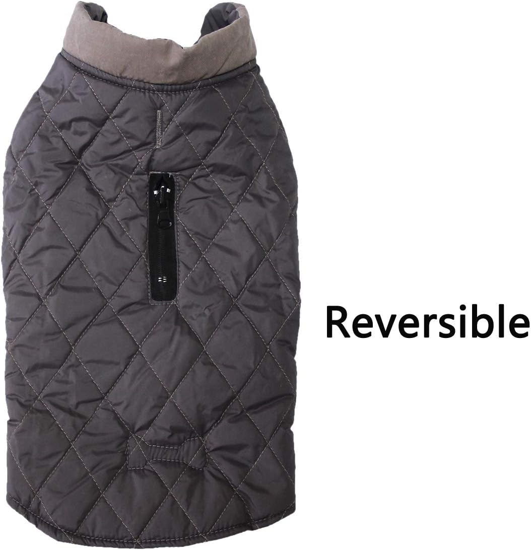 Cozy Reversible Dog Coat for Small Breeds with Dual Leash Openings - Perfect for Winter Adventures