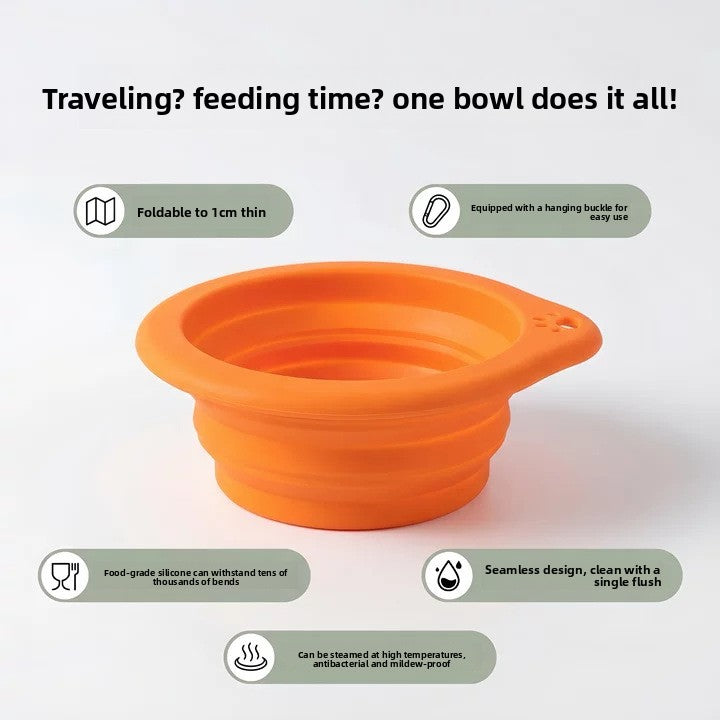 Foldable Silicone Travel Bowl for Dogs & Cats