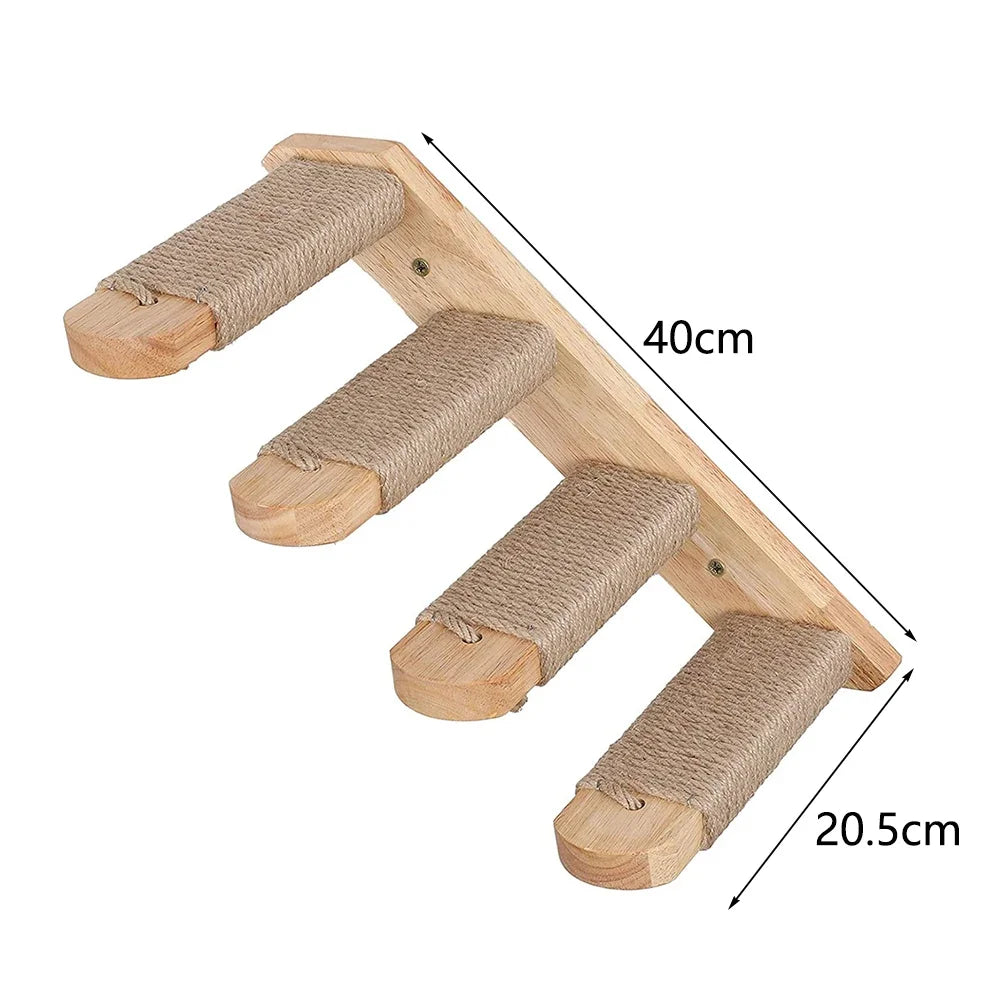 Elevate Your Cat's Playtime with Our Stylish Wall Climbing Shelf: A Multi-Functional Ladder, Scratching Post, and Cozy Bed!