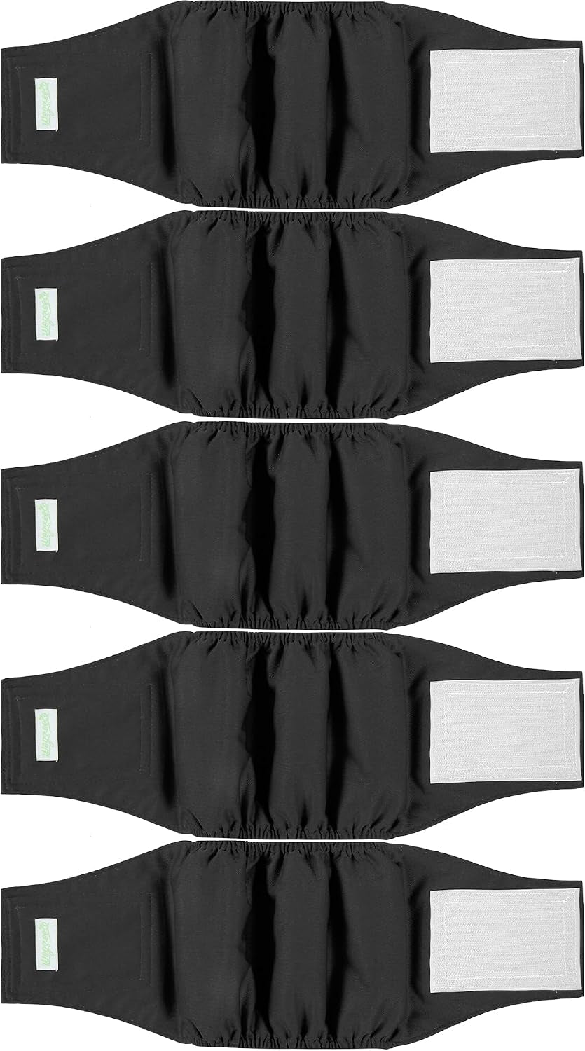 Small Dog Diapers Male,Reusable Belly Bands for Male Dogs,Washable Doggie Puppy Male Diapers Wraps,Medium Large Size(5 Pack X-Small, Black)