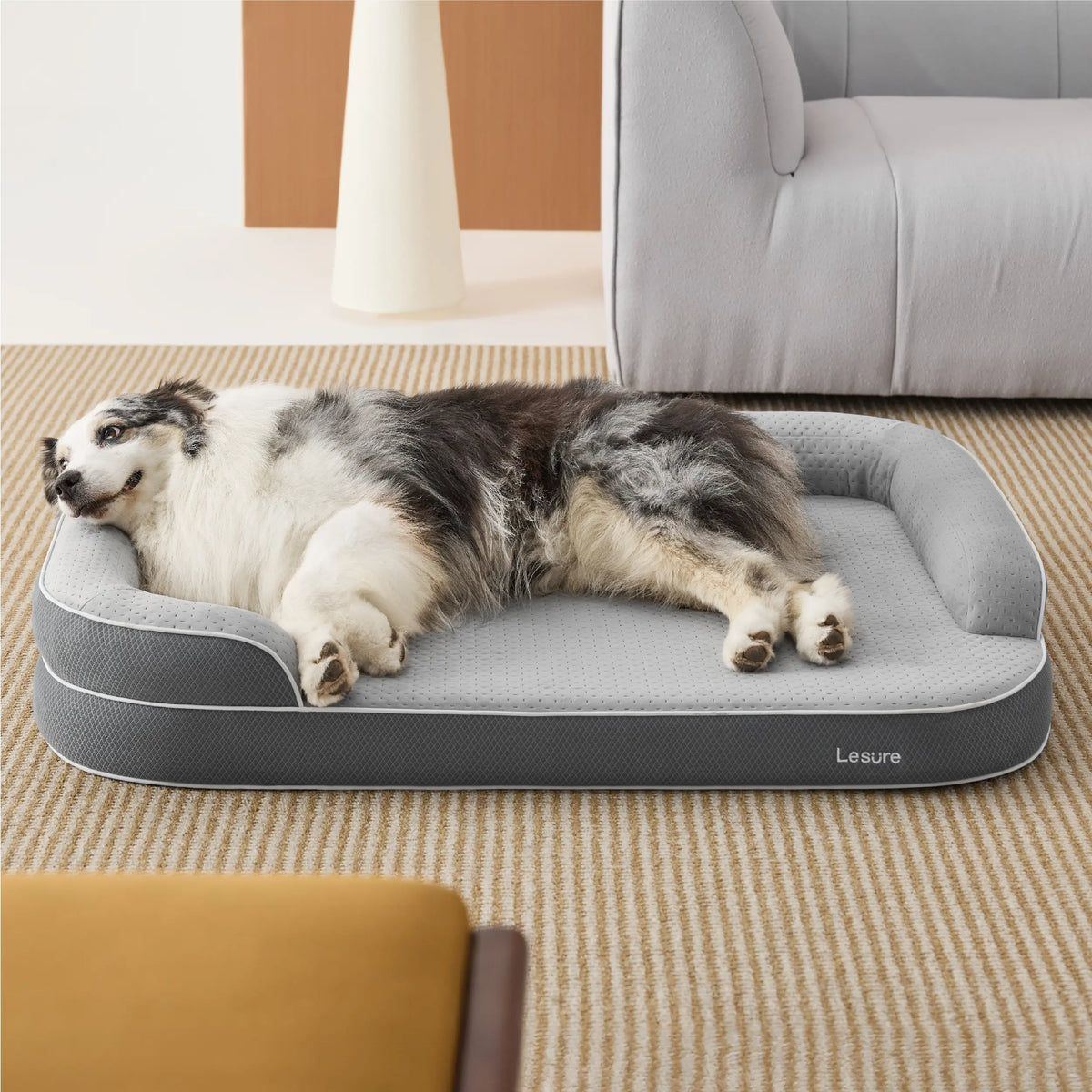 【Vet‑Recommended】Lesure Realortho｜Orthopedic Dog Bed for Large & Senior Dogs, 3-Layer Support Joint Protection Premium Memory Foam Orthopedic Bed for Senior Joint Support with Waterproof Washable Cover, Comfort Dog Couch Sofa for Deep Sleep
