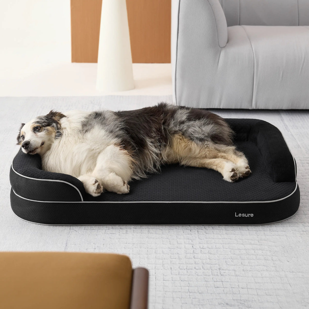 【Vet‑Recommended】Lesure Realortho｜Orthopedic Dog Bed for Large & Senior Dogs, 3-Layer Support Joint Protection Premium Memory Foam Orthopedic Bed for Senior Joint Support with Waterproof Washable Cover, Comfort Dog Couch Sofa for Deep Sleep