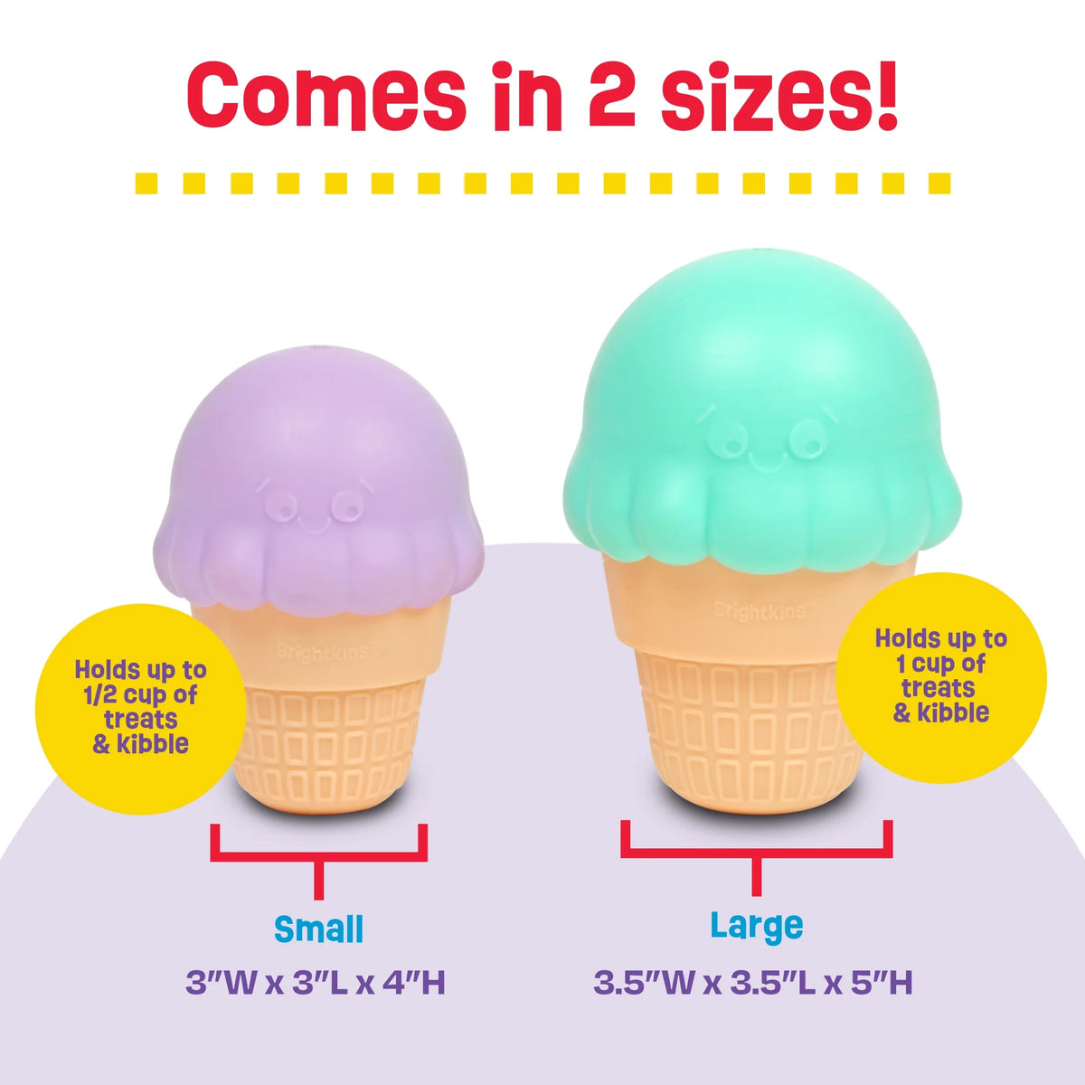 Brightkins Ice Cream Treat Dispenser: Engaging Dog Toy for Small & Medium Pups to Chew and Play
