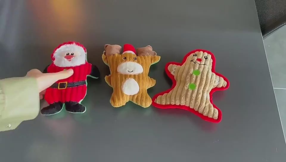 Video showing 3 products. Santa, deer and gingerbread man